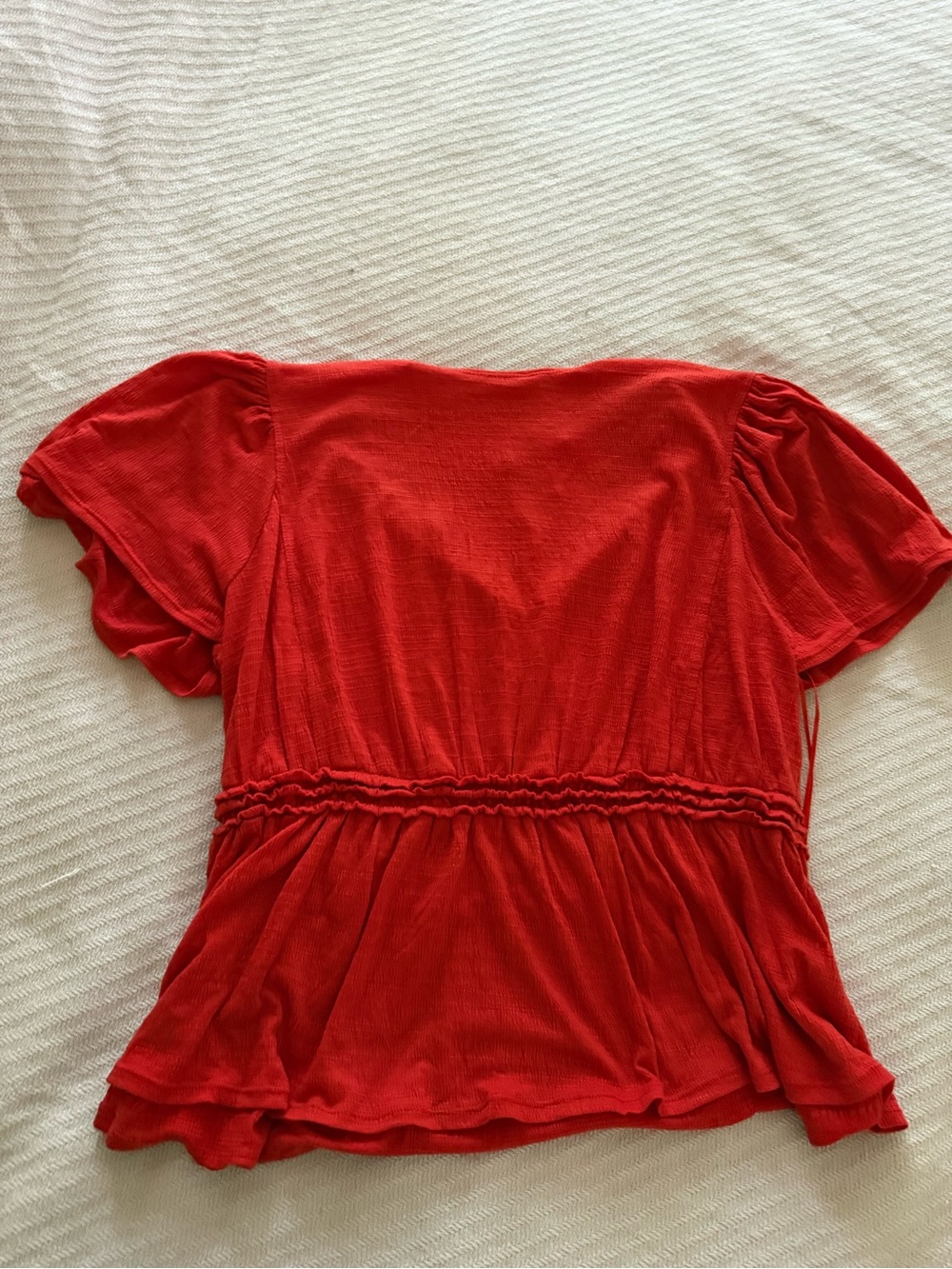 Max Studio Red Short Sleeve Peplum Top